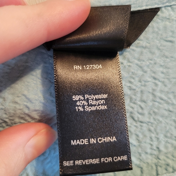 Ali Miles Aqua Light Blue Crinkle Top Blouse - Picture 5 of 6